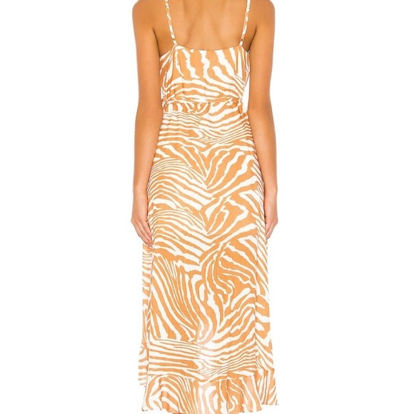 Revolve MINKPINK Zebra Print Wrap Dress Ruffle High Low V Neck Sleeveless Sz‎ Sm - Picture 3 of 16